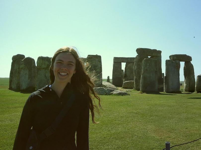 A self photo of Emalie Mullane in front of Stonehenge.